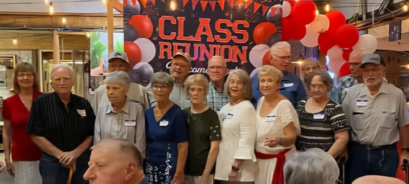 Reunions  // Gary Bruce, Lois Ann Flock, Jane Henry Doty, Janet Nelson, Marlene Battelle, Billee Wallingford, Jackie Dewitt, Larry Bauer, Donna Tryon, Charlie Towers, Gerald Dewitt, Don Edwards, Frank Heagney, Rod Rayburn, Mary J. Hardessen, Mary Jane Hardessen,  