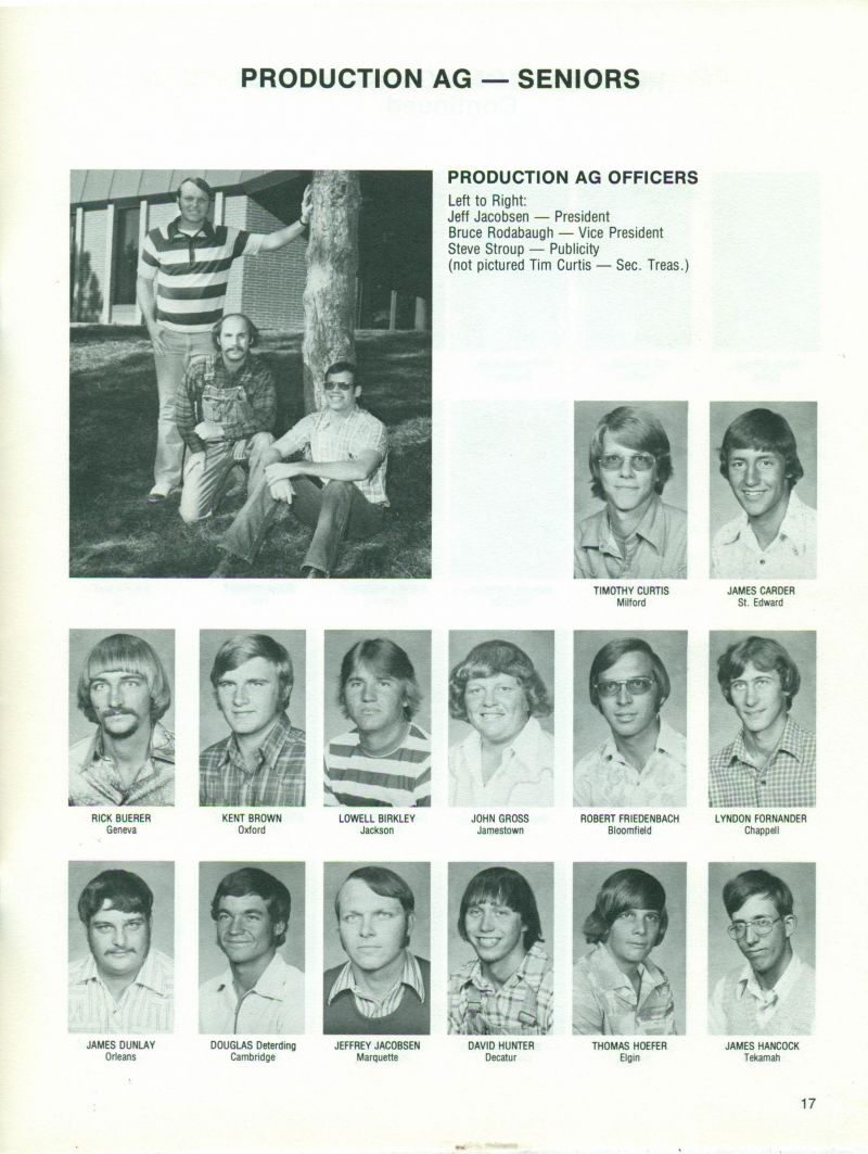 1977 Jeff Jacobsen, Bruce Rodabaugh, Steve Stroup, Timothy Curtis, James Carder, Rich Buerer, Kent Brown, Lowell Birkley, John Gross, Robert Freidenbach, Lyndon Fornander, James Dunlay, Douglas Deterding, Jeffrey Jacobsen, David Hunter, Thomas Hoefer, James Hancock,  