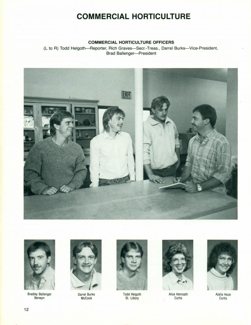 1988 Todd Helgoth, Rich Graves, Darrel Burks, Brad Ballenger, Bradley Ballenger, Darrel Burks, Todd Helgoth, Alice Hemsath, Azalia Hock,