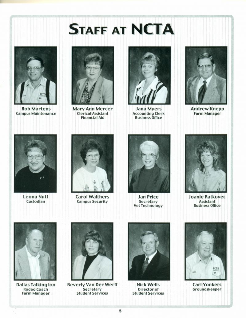 1999 Rob Bartens. Mary Ann Mercer. Jana Myers. Andrew Knepp. Leona Nutt. Carol Walthers. Jan Price. Joanie Ratkovec. Dallas Talkington. Beverly Van Der Werff. Nick Wells. Carl Yonkers.