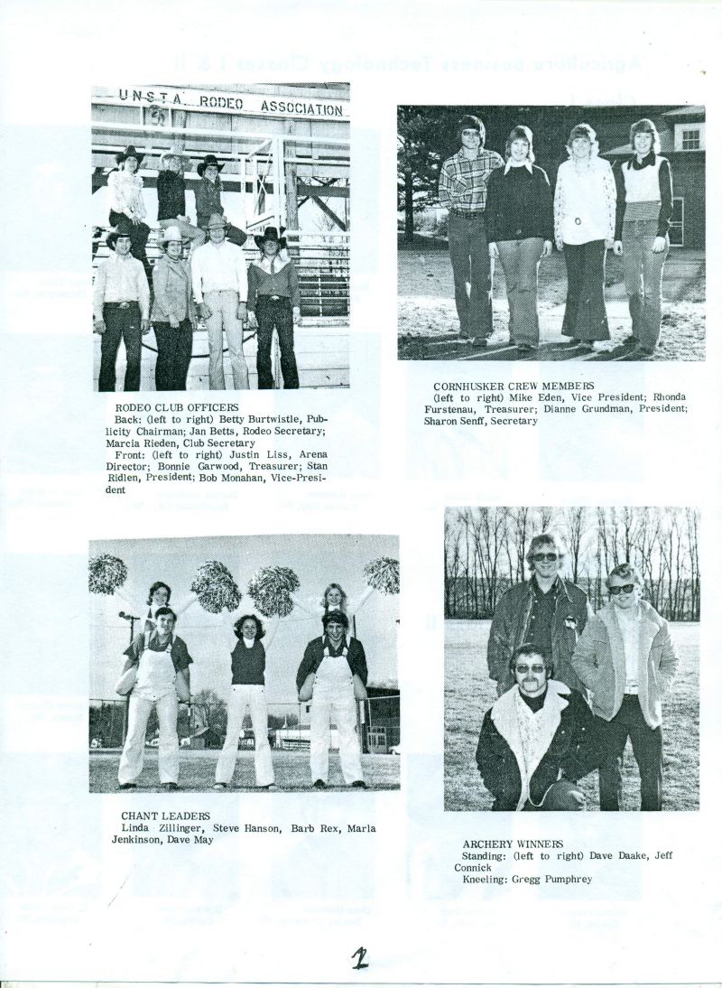1975 Insets:
* Rodeo Club Officers.
* Cornhusks Crew Members.
* Chant Leaders.
* Archery Winners.