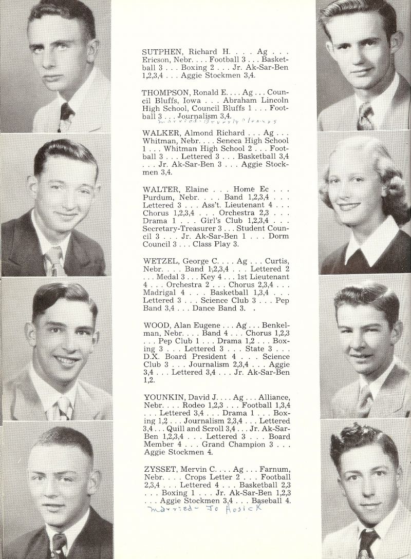 1953 Richard Sutphen, Ronald Thompson, Almond Walker, Elaine Walter, George Wetzel, Alan Wood, David Younkin, Mervin Zysset,