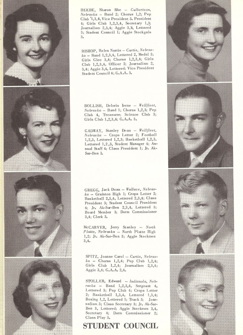 1954 Sharon Beebe, Helen Bishop, Deloris Bollish, Stanley Gadway, Jack Gregg, Jerry McCarver, Joanne Spitz, Edward Stoller,