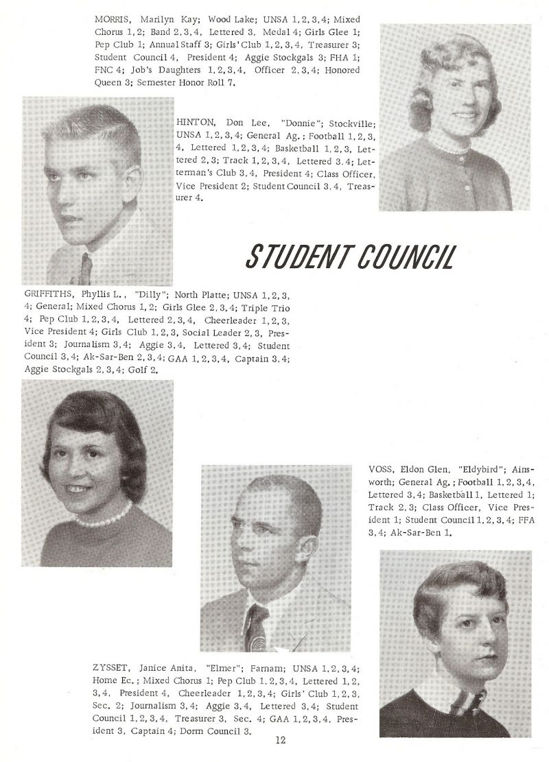 1958 Marilyn Morris, Don Hinton, Phyllis Griffiths, Eldon Voss, Janice Zysset,
