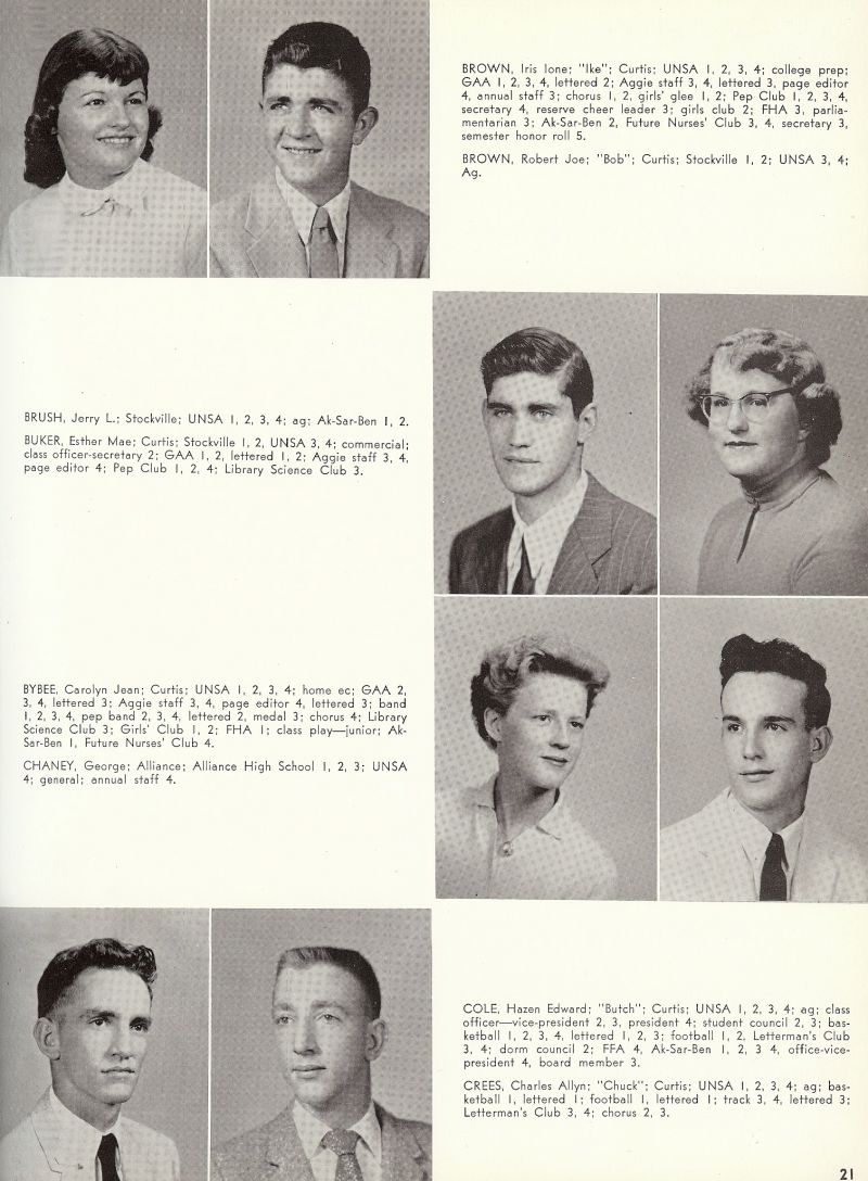 1959 Iris Brown, Robert Brown, Bob Brown, Jerry Brush, Esther Buker, Carolyn Bybee, George Chaney, Hazen Cole, Chrles Crees,