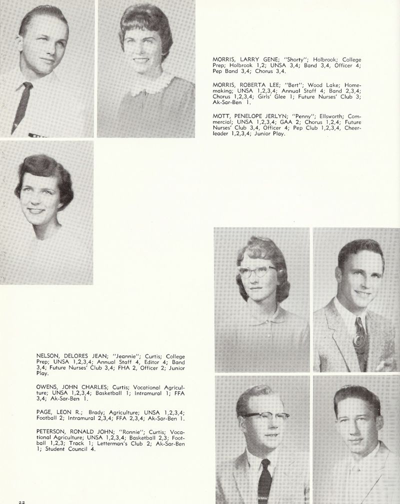 1960 Larry Morris, Roberta Morris, Penelope Mott, Penny Mott, Delores Nelson, Jeannie Nelson, John Owens, Leon Page, Ronald Peterson, Ronnie Peterson,