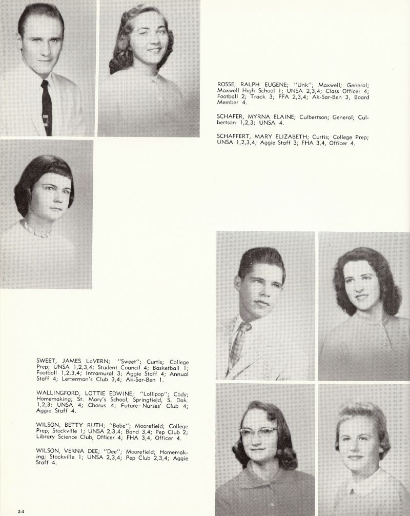 1960 Ralph Rosse, Myrna Schafer, Mary Shaffert, James Sweet, Lottie Wallingford, Betty Wilson, Verna Wilson, Dee Wilson,