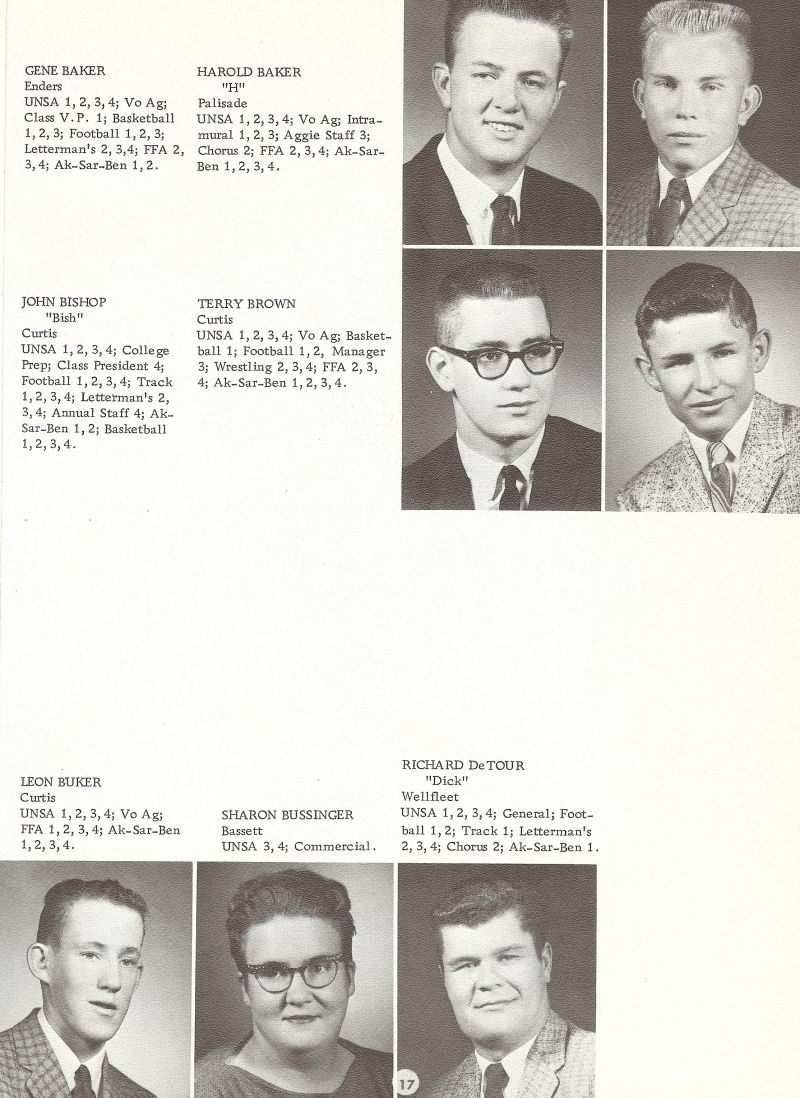 1962 Gene Baker, Harold Baker, John Bishop, Terry Brown, Leon Buker, Sharon Bussinger, Richard DeTour, Dick Detour,