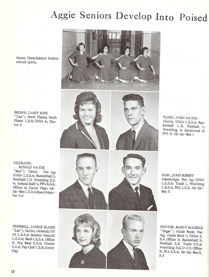 1963 Janet Brown, John Floro, Ronald Gilliland, Ron Gilliland, John Ham, Janice Hummell, Randy Hunter,