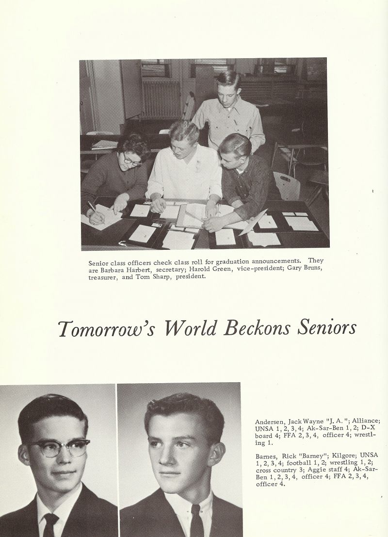 1964 Barbara Harbert, Harold Green, Buck Green, Gary Bruns, Tom Sharp, Jack Andersen, Rick Barnes,