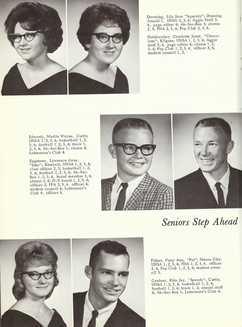 1964 Lila Downing, Charlote Drinkwalter, Marlin Edwards, Lawrence Engstrom, Larry Engstrom, Patsy Fisher, Kim Gardner,