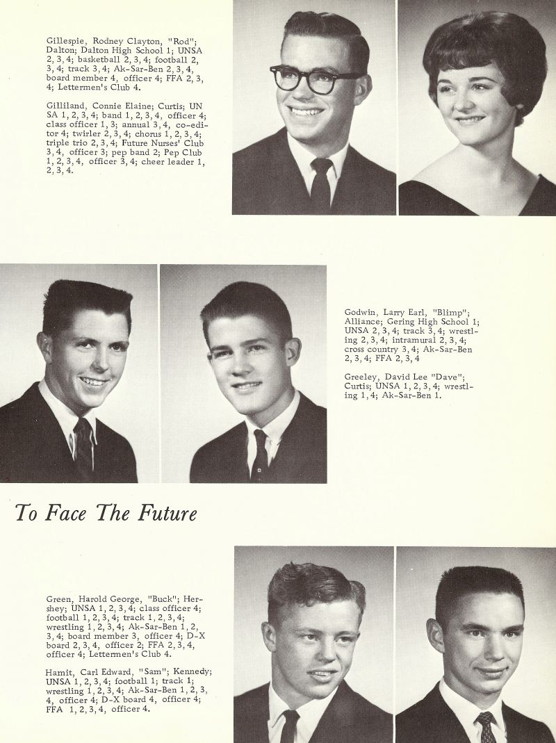 1964 Rodney Gillespie, Rod Gillespie, Connie Gilliland, Larry Godwin, Blimp Godwin, David Greeley, Dave Greeley, Harold Green, Buck Green, Carl Hamit, Sam Hamit,