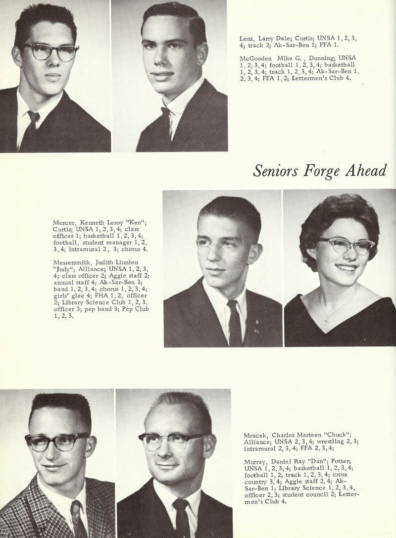 1964 Larry Lenz, Mike McGooden, Kenneth Mercer, Ken Mercer, Judith Messersmith, Judy Messersmith, Charles Mracek, Daniel Murray, Dan Murray,