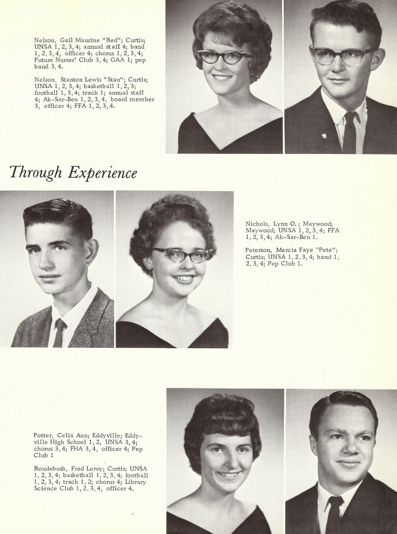 1964 Gail Nelson, Stanton Nelson, Stan Nelson, Lynn Nichols, Marcia Peterson, Celia Potter, Fred Roudebush,