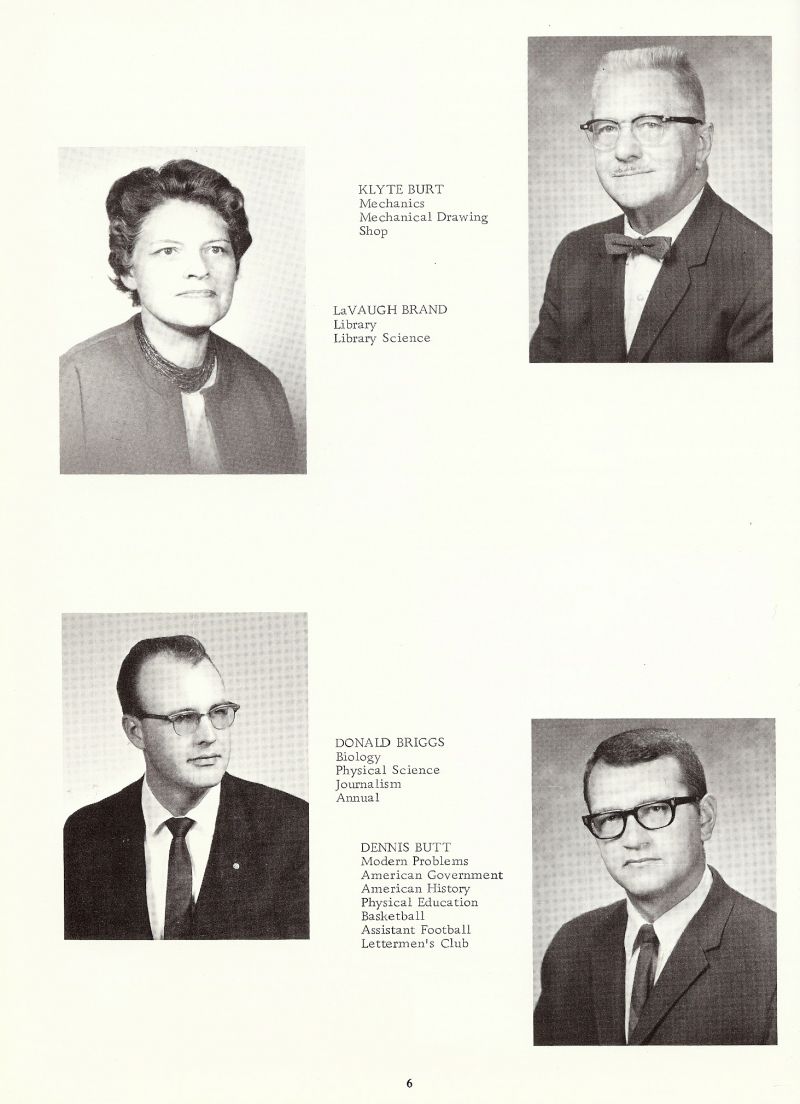 1968 Klyte Burt. Pop Burt. LaVaughn Brand. Donald Briggs. Dennis Butt.