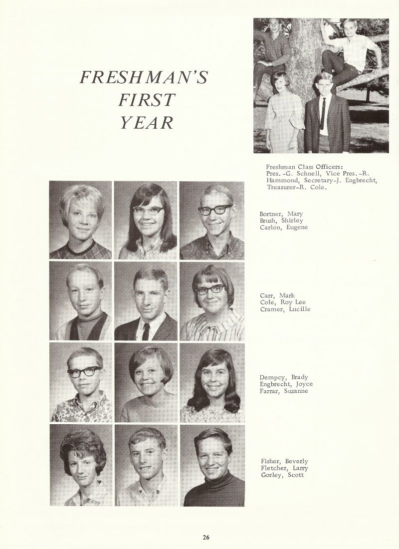 1968 Schnell, Hammond, Engbrecht, Cole, Mary Bortner, Shirley Brush, Eugene Carlon, Mark Carr, Roy Lee Cole, Lucille Cramer, Brady Dempcy, Joyce Engbrecht, Suzanne Farrar, Beverly Fisher, Larry Fletcher, Scott Gorley, 