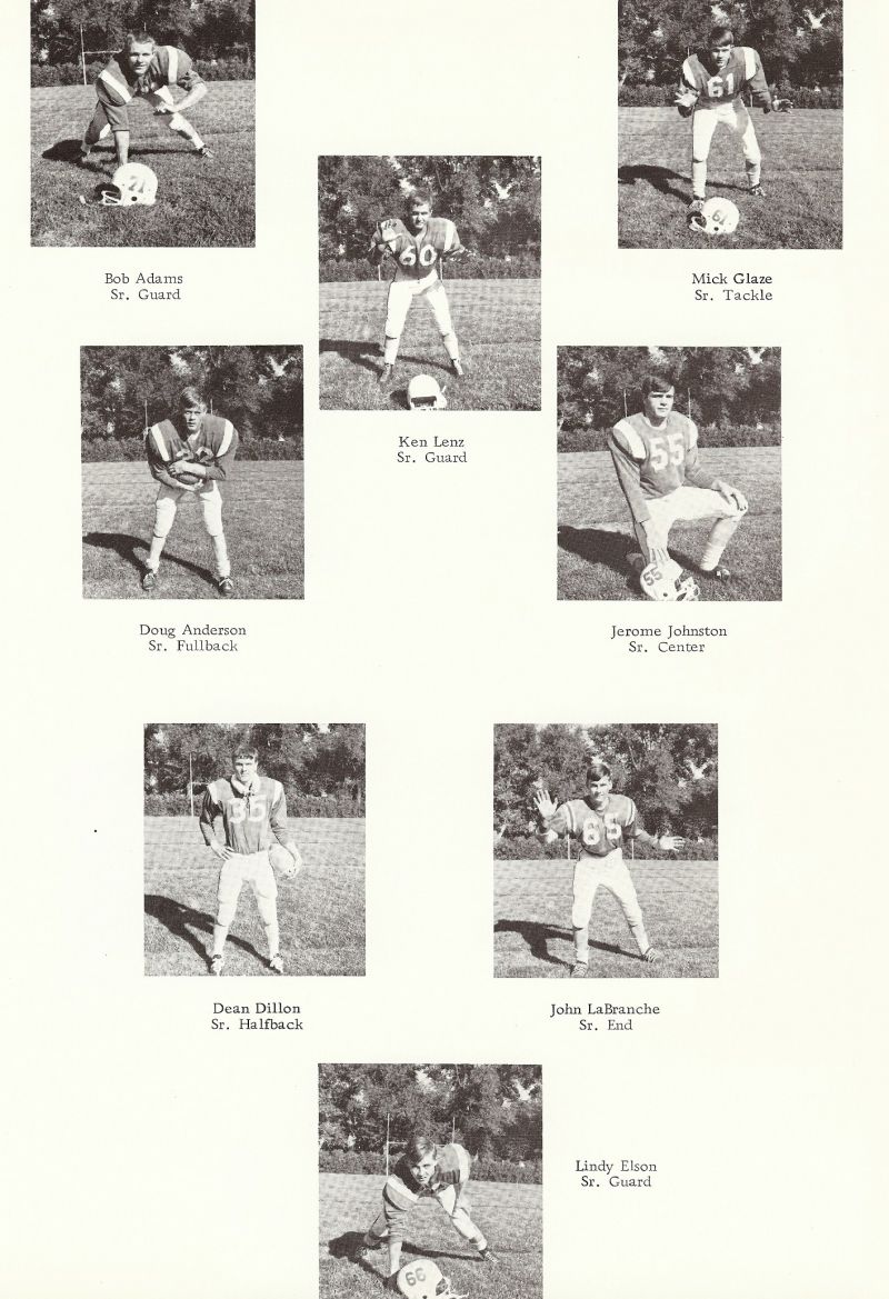 1968 Bob Adams, Mick Glaze, Ken Lenz, Doug Andersen, Jerome Johnston, Dean Dillon, John LaBranche, Lindy Elson, 