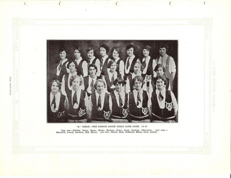 Volume_II Wilma Kibben, Eva Stone, Alace Baars, Bernice Hicks, (Bernice McConahay), Wanda Hudson, (Wanda Holmes), Grace Olson, Doris Good, Director Ruth Lindsay. DeVona Mahaffie, Romona Cronk, Edna Gardner, (Edna Skaife), Fae Hill, Doris Moore, Hecht, Hazel Hall, Wanda Gilliland, Dorothy Maize, Case, Freda Scharf, (Freda Wetzel),
