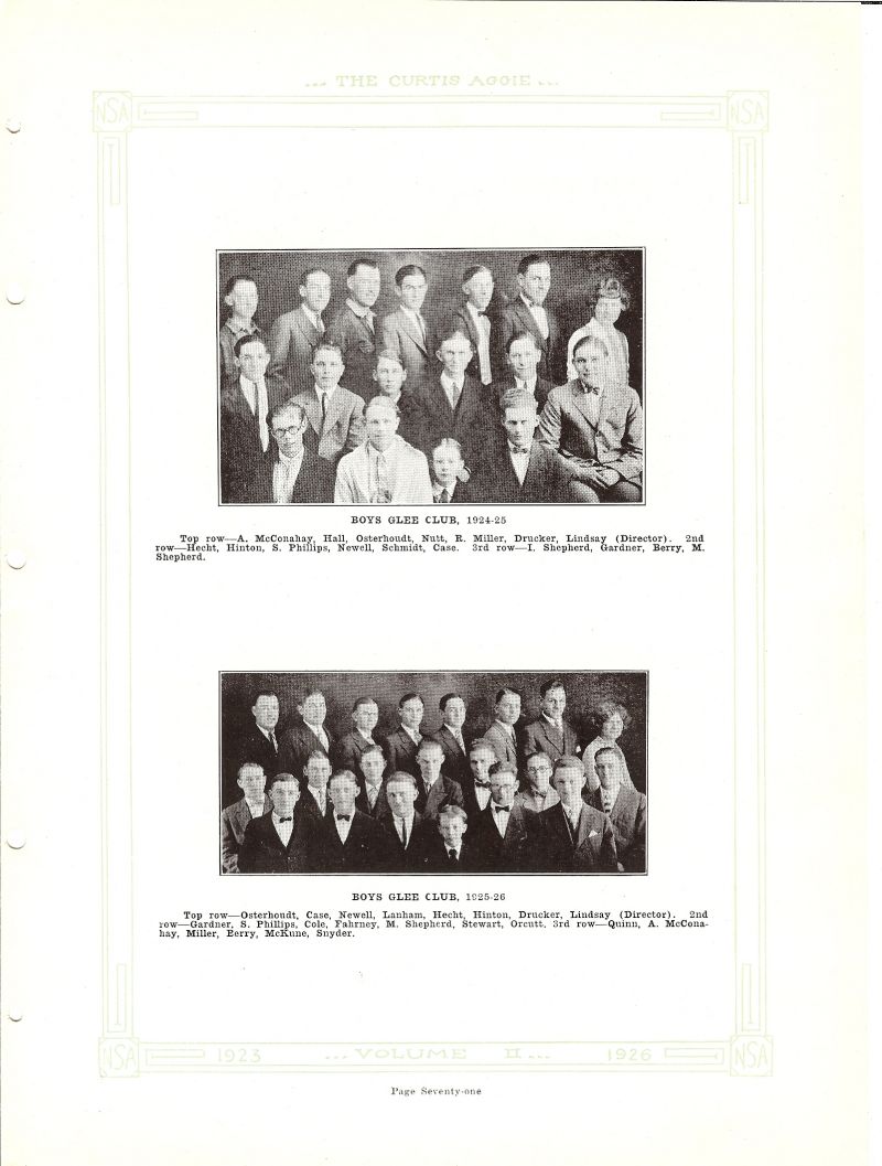 Volume_II Alva McConahay, Paige Hall, Henry Osterhoudt, Nutt, R Miller, Fred Drucker, Director Ruth Lindsay. Reuben Hecht, Dale Hinston, Stanley Phillips, George Newell, Lysle Case, Irving Shepherd, Gardner, Henry Berry, Marian Shepherd, Kenneth Lanham, Hazen Cole, Emory Fahrney, George Stewart, Leslie Orcutt, Quinn, Clifford McKune, Henry Snyder,  