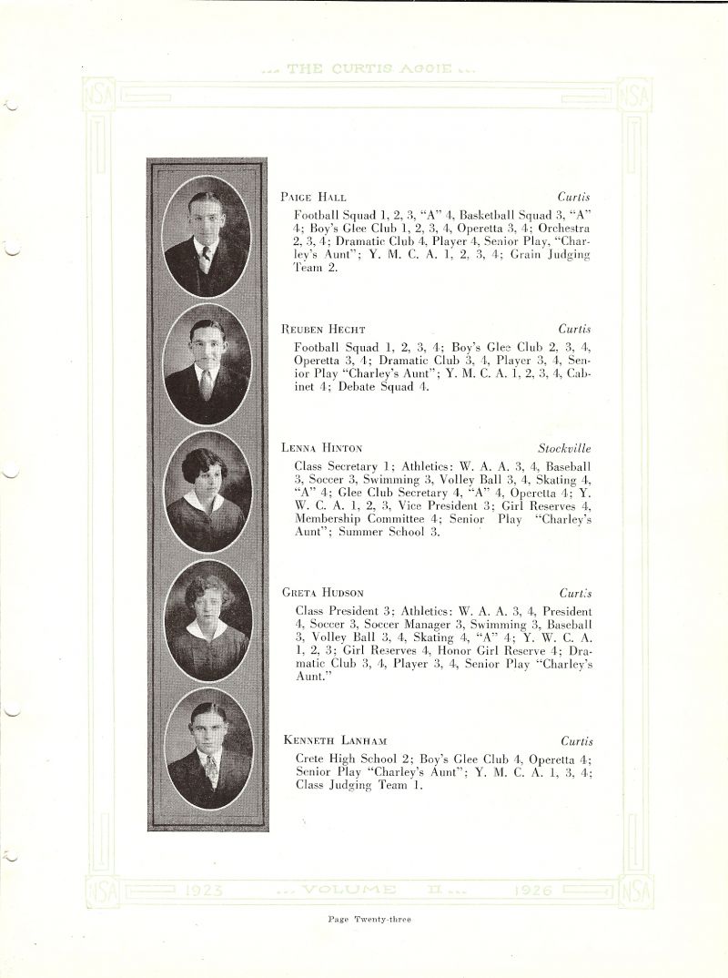 1926 Paige Hall, Reuben Hecht, Lenna Hinton, Greta Hudson, Kenneth Lanham, 