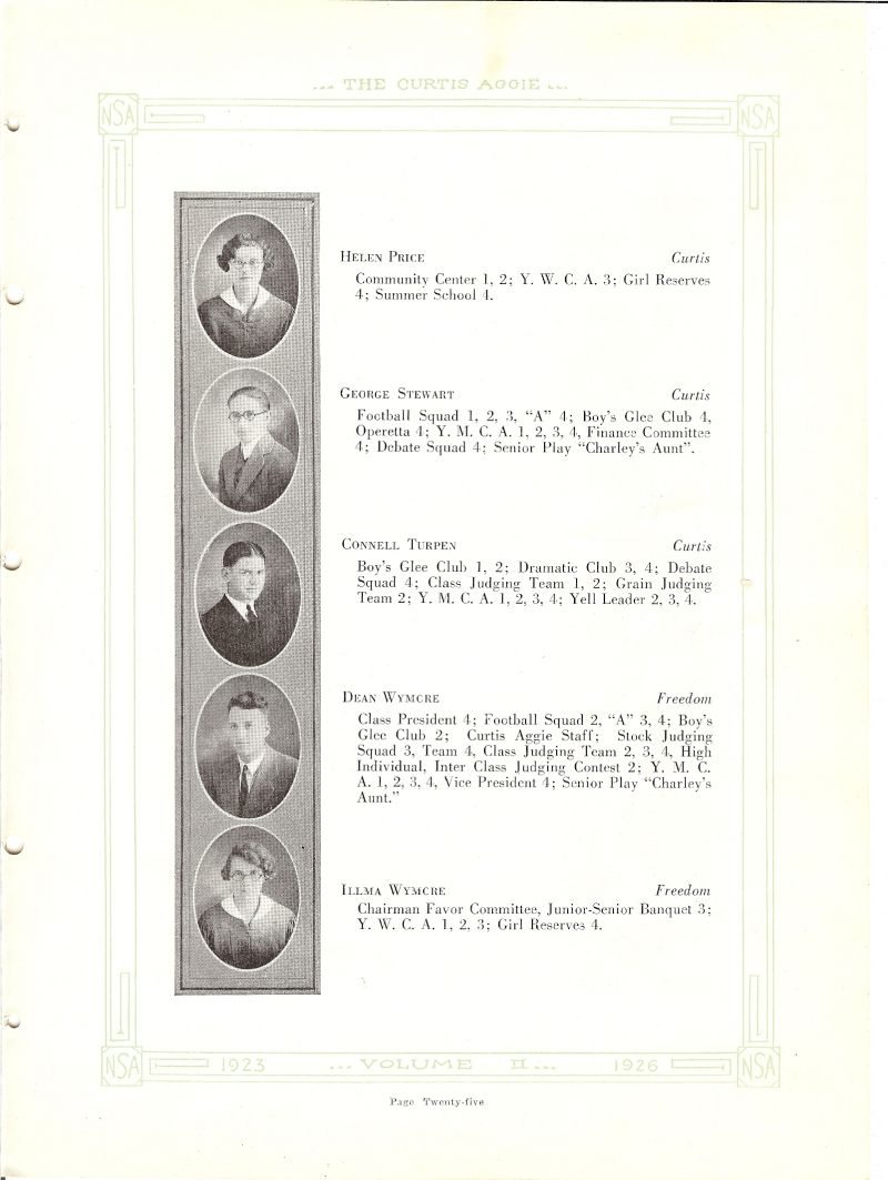1926 Helen Price, George Stewart, Connell Turpen, Dean Wymore, Illma Wymore,  