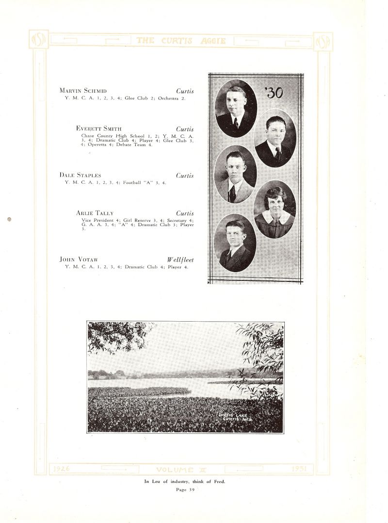 1930 Marvin Schmid, Everett Smith, Dale Staples, Arlie Tally, John Votaw,