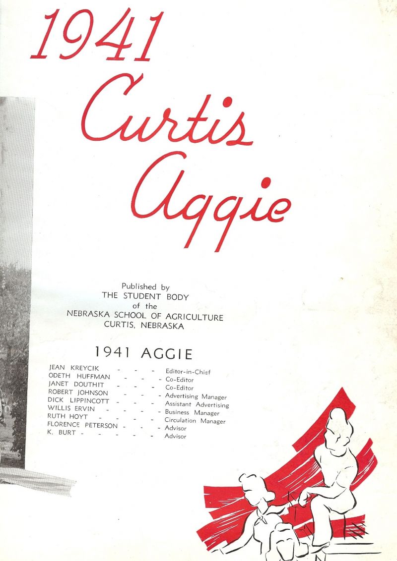 1941 Jean Kreycik, Odeth Huffman, Janet Douthit, Robert Johnson, Dick Lippincott, Willis Ervin, Ruth Hoyt, Florence Peterson. Klyte Burt. Pop Burt.