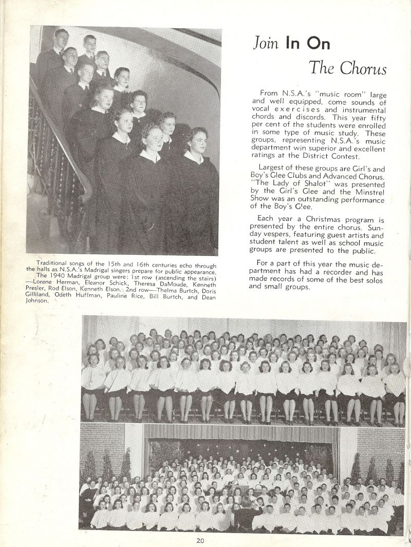 1938 Lorine Herman, Eleanor Schick, Theresa DeMoude, Kenneth Presler, Rod Elson, Kenneth Elson, Thelma Burtch, Doris Gilliland, Odeth Huffman, Pauline Rice, Bill Burtch, Dean Johnson,