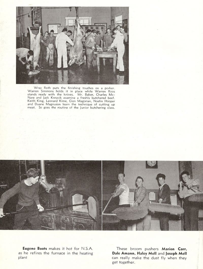 1942 Wray Roth, Warren Simmons, Warren Roos, Guy Baker. Charles McNare, Jack Kreycik, Keith King, Leonard Kime, Glen Magorian, Noelin Hooper, Duane Magnuson, Eugene Boots, Marion Carr, Dale Amann, Haley Mell, Joseph Mell,