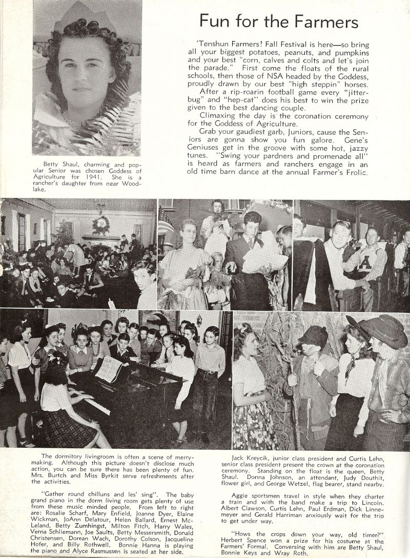 1942 Betty Shaul, Rosalie Scharf, Mary Enfield, Joanne Dyer, Elaine Wickman, JoAnn Delatour, Helen Ballard, Ernest McLeland, Betty Zumhingst, Milton Fitch, Harry Wales, Verna Schliemann, Joe Saults, Betty Messersmith, Donald Christensen, Dorean Wach, Dorothy Coson, Jacqueline Hofer, Billy Rothwell, Bonnie Hanna, Alyce Rasmussen, Jack Kreycik, Curtis Lehn, Donna Johnson, Judy Douthit, George Wetzel, Albert Clawson, Paul Erdman, Dick Linnemeyer, Gerald Herriman, Herbet Spence, Bonnie Keys, Wray Roth,