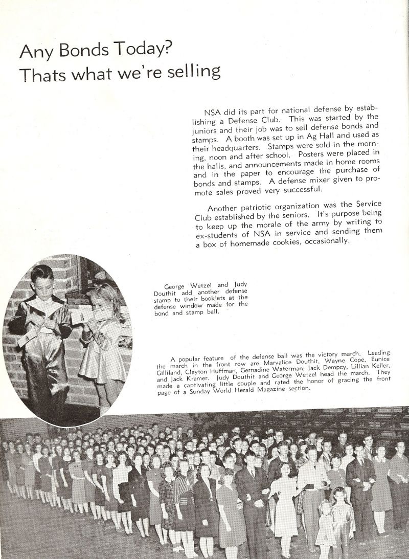 1942 George Wetzel, Judy Douthit, Maryalice Douthit, Wayne Cope, Eunice Gilliland, Clayton Huffman, Gernadine Waterman, Jack Dempcy, Lillian Keller, Jack Kramer,