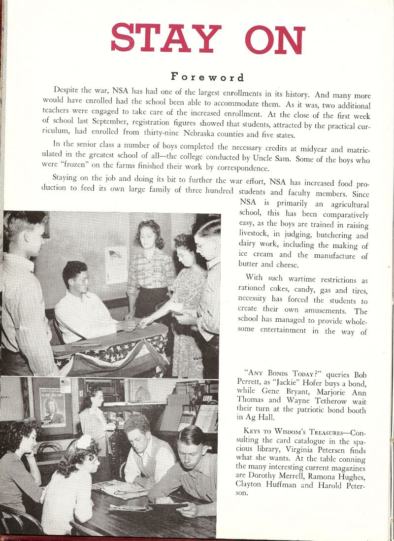 1944 Bob Perrett, Jackie Hofer, Gene Bryant, Marjorie Thomas, Wayne Tetherow, Virginia Petersen, Dorothy Merrell, Romona Hughes, Clayton Huffman, Harold Peterson,