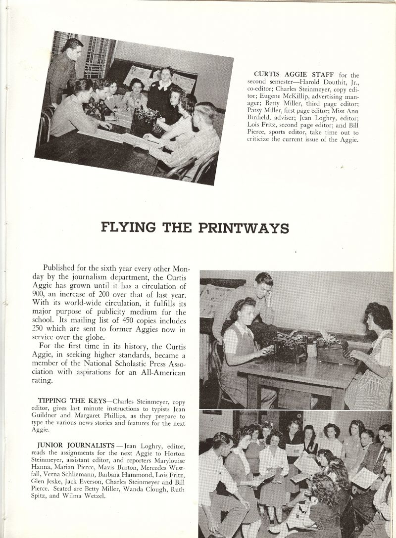 1944 Harold Douthit Jr, Budd Douthit, Charlse Steinmeyer, Eugene McKillip, Betty Miller, Patsy Miller, Pat Miller, Instructor Ann Binfield. Jean Loghry, Lois Fritz, Bill Pierce, Jean Guilner, Margaret Phillips, Horton Steinmeyer, Marylouise Hanna, Marian Pierce, Mavis Burton, Mercedes Westfall, Verna Schliemann, Barbara Hammond, Glen Jeske, Jack Everson, Wanda Clough, Ruth Spitz, Wilma Wetzel,