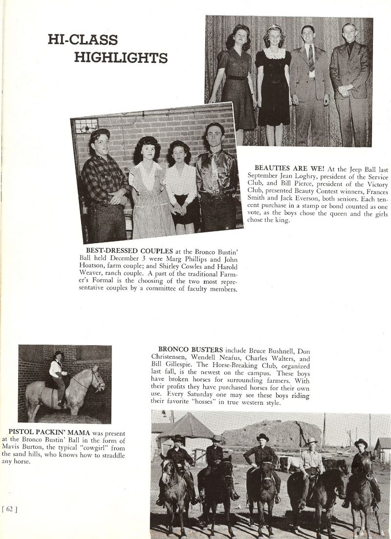 1944 Jean Loghry, Bill Pierce, Frances Smith, Jack Everson, Marc Phillips, John Hoatson, Shirley Cowles, Harold Weaver, Mavis Burton, Bruce Bushnell, Don Christensen, Wendell Neafus, Charles Walters, Bill Gillespie,
