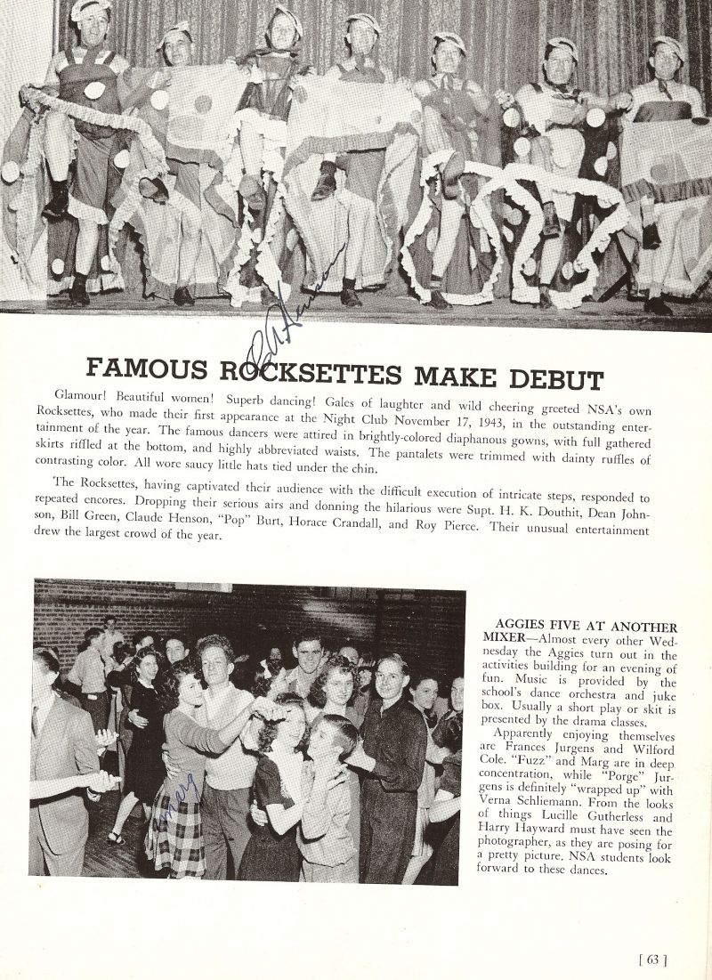 1944 Harold Douthit. Dean Johnson. Bill Green. Claude Henson. Klyte Burt. Pop Burt. Horace Crandall. Roy Pierce. Frances Jurgens, Wilford Cole, George Jurgens, Verna Schliemann,Lucille Gutherless, Harry Hayward,
