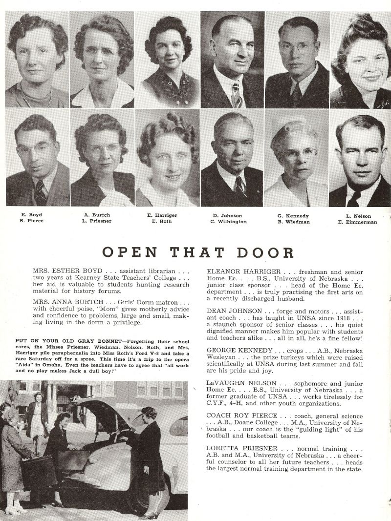 1946 Ester Boyd. Anna Burtch. Mom Burtch. Eleanor Harriger. Dean Johnson. George Kennedy. LaVaughn Nelson. Roy Pierce. Loretta Priesner. Elsie Roth. Charles Withington. Beulah Wiedman. Eugene Zimmerman.