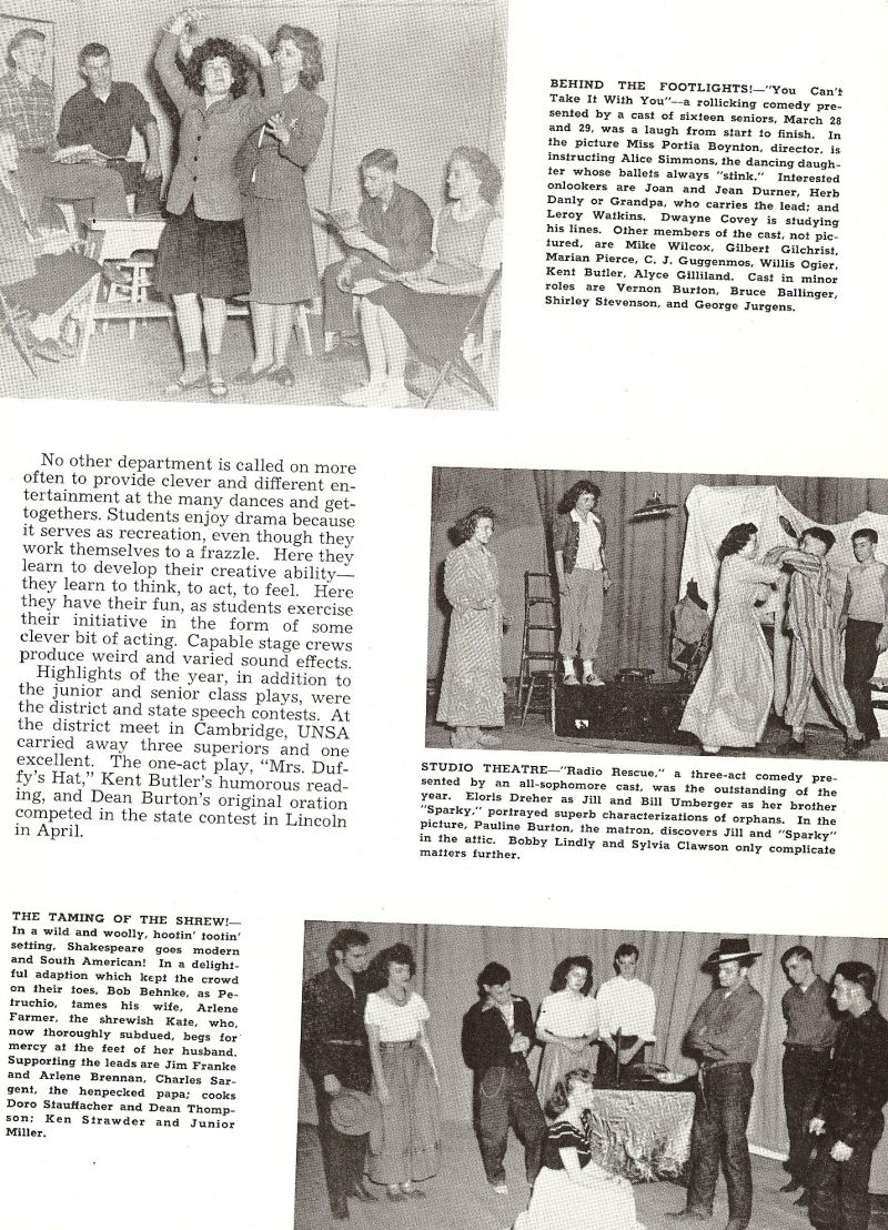 1946 Portia Boynton. Alice Simmons, Joan Durner, Jean Durner, Herb Danly, Leroy Watkins, Dwayne Covey, Eloris Dreher, Bill Umberger, Pauline Burton, Bobby Lindly, Sylvia Clawson, Bob Behnke, Arlene Farmer, Jim Franke, Arlene Brennan, Charles Sargent, Doro Stauffacher, Dean Thompson, Ken Strawder, Junior Miller, 