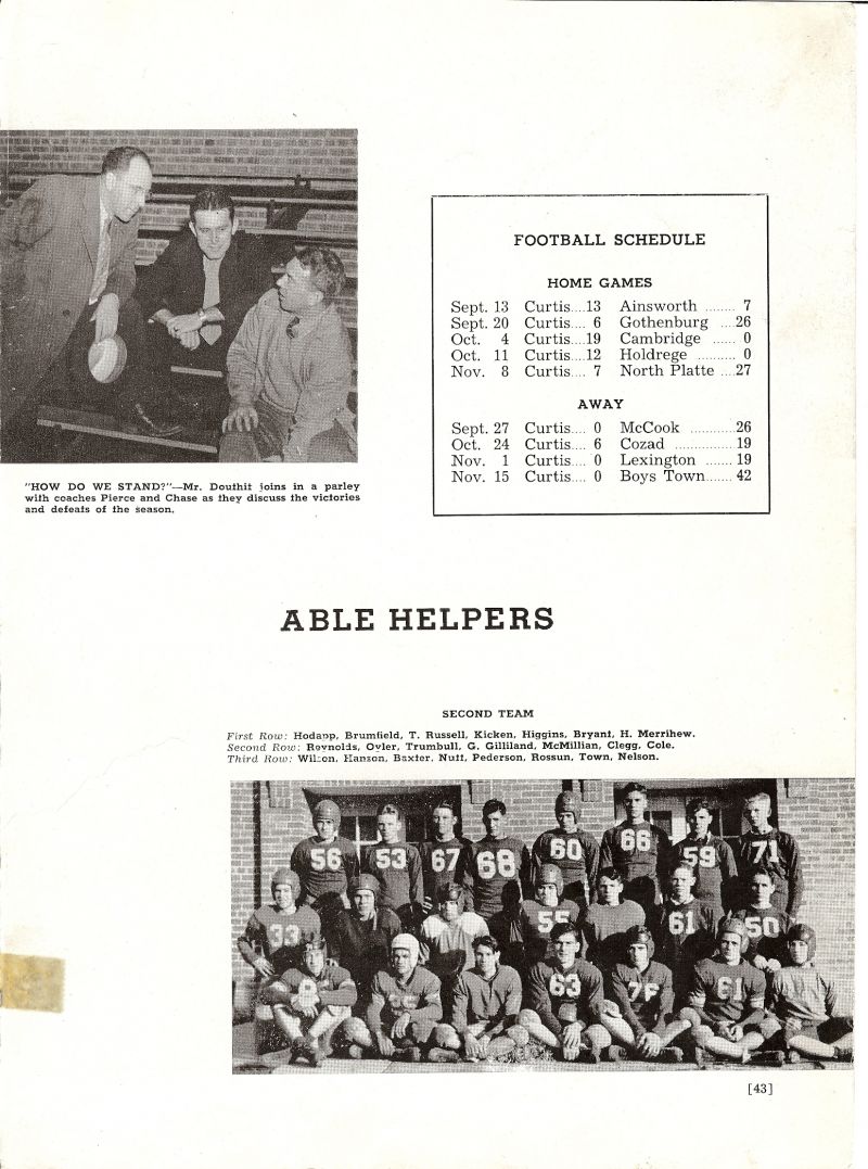 1947 Douthit. Pierce. Chase. Hodapp, Brumfield, Russell, Kicken, Higgins, Bryant, Merrihew, Reynolds, Oyler, Trumbull, Gilliland, McMillan, Clegg, Cole, Wilson, Hanson, Baxter, Nutt, Pederson, Rossum, Towne, Nelson,