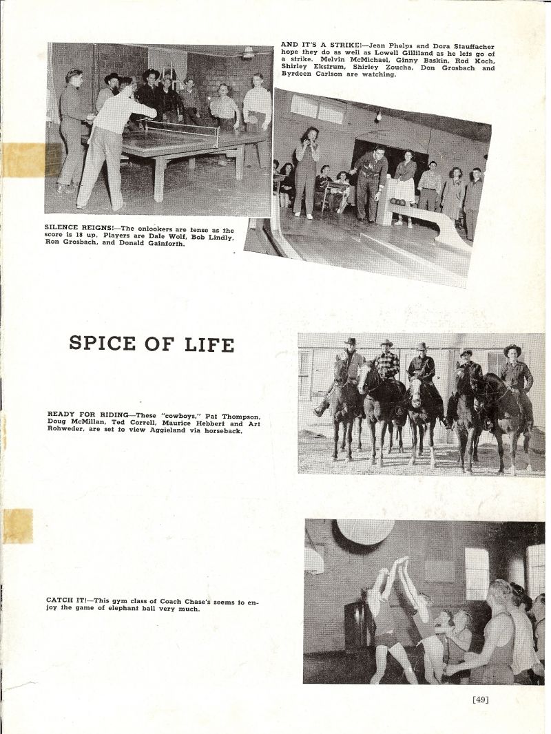 1947 Jean Phelps, Dora Stauffacher, Lowell Gilliland, Melvin McMichael, Ginny Baskin, Rod Koch, Shirley Ekstrum, Shirley Zoucha, Don Grosbach, Byrdeen Carlson, Dale Wolf, Bob Lindly, Ron Grosbach, Donald Gainforth, Pat Thompson, Doug McMillan, Ted Correll, Maurice Hebbert, Art Rohweder, Chase.
