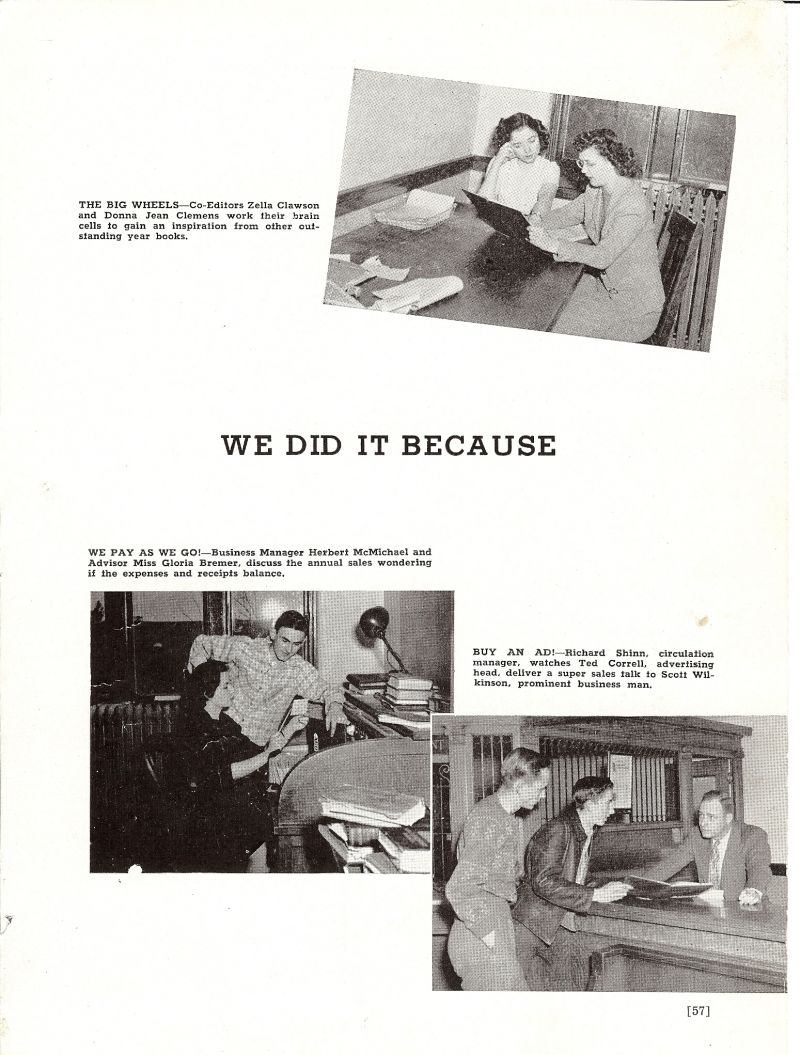 1947 Zella Clawson, Donna Jean Clemens, Donna Clemens, Herbert McMichael, Gloria Bremer. Richard Shinn. Ted Correll, Scott Wilkinson. 