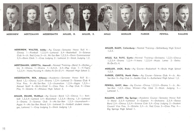 1948 Walter Merrihew, Loretta Mertzmann, Rex Messersmith, Duane Miller, Ellen Miller, Ila Faye Mills, Ila Mills, Jack Mueller, Curtis Parker, Gary Powell, Larry Rallens,