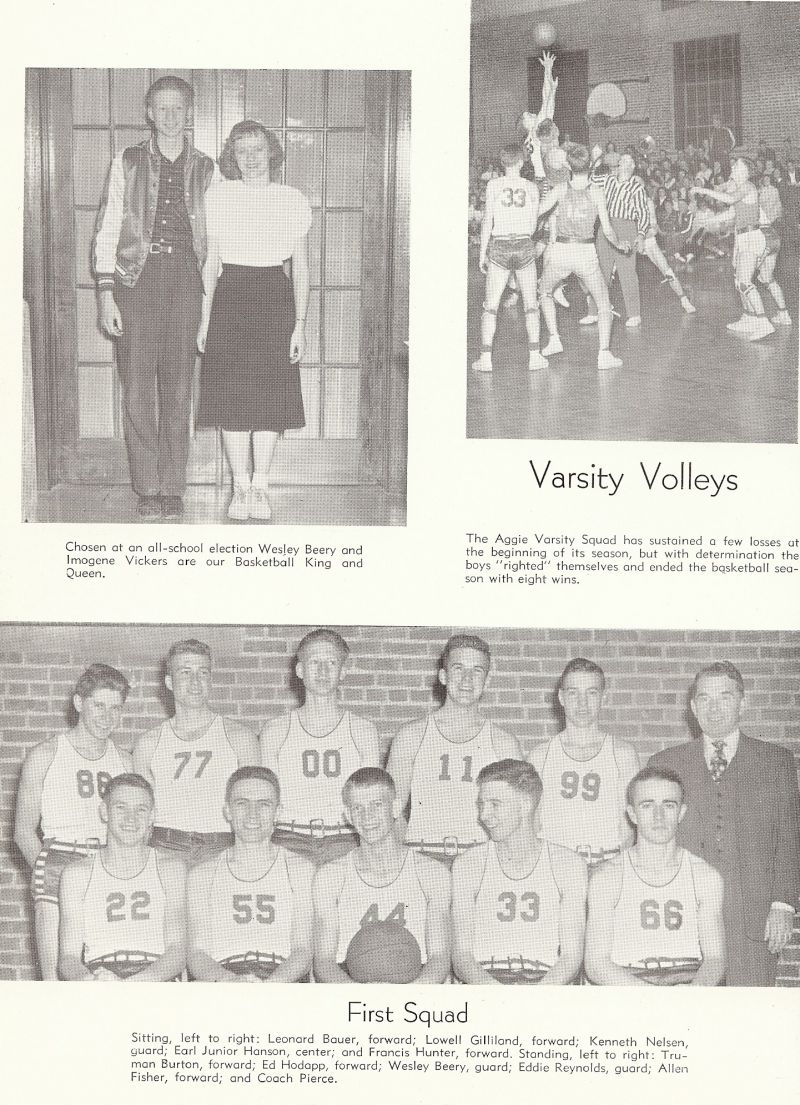 1949 Wesley Beery, Imogene Vickers, Leonard Bauer, Lowell Gilliland, Kenneth Nelsen, Earl Junior Hanson, Francis Hunter, Truman Burton, Ed Hodapp, Wesley Beery, Eddie Reynolds, Allen Fisher, Pierce. 