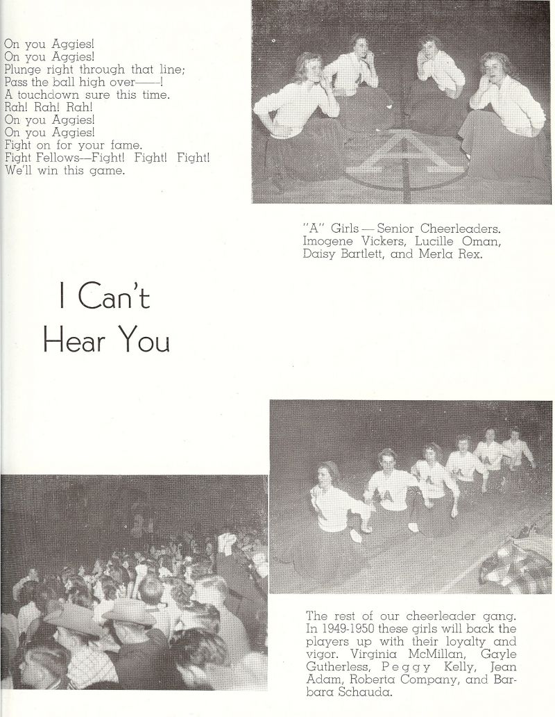 1949 Imogene Vickers, Lucille Oman, Daisy Bartlett, Merla Rex, Virginia McMillan, Gayle Gutherless, Peggy Kelly, Jean Adam, Roberta Company, Barbara Schauda,