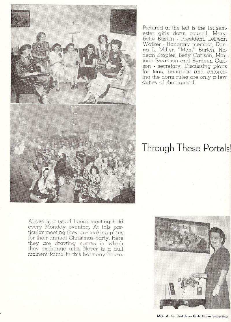 1949 Anna Burtch. Mom Burtch. Marybelle Baskin, Ledean Walker, Donna Miller, Nadean Staples, Betty Carlson, Nadean Staples, Betty Carlson, Marjorie Swanson, Byrdeen Carlson, 