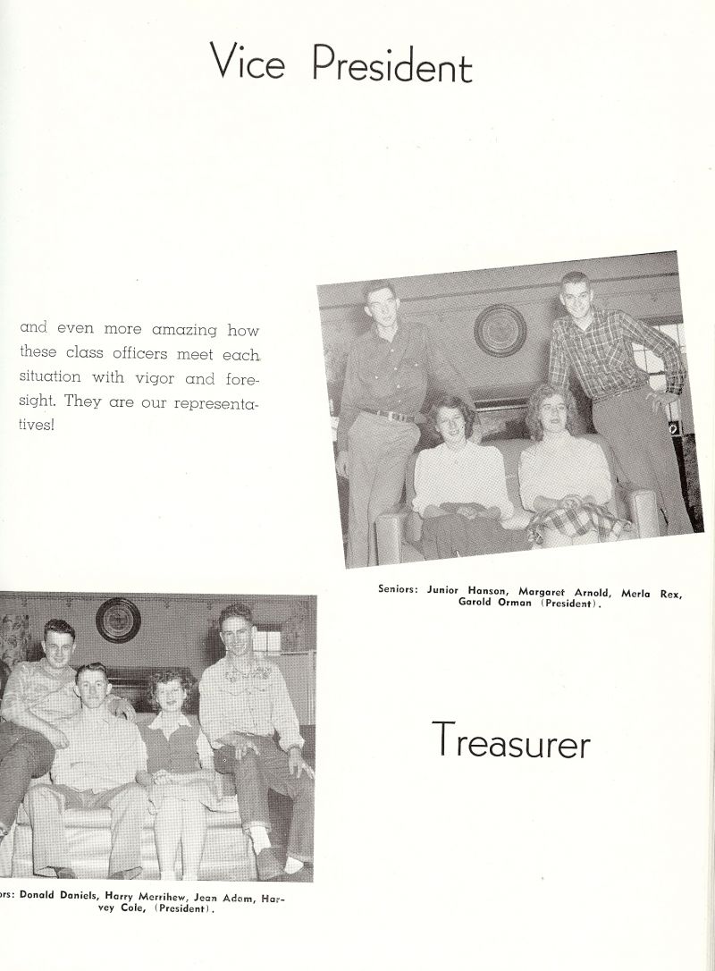1949 Junior Hansen, Margaret Arnold, Merla Rex, Garold Orman, Donald Daniels, Harry Merrihew, Jean Adam, Harvey Cole,