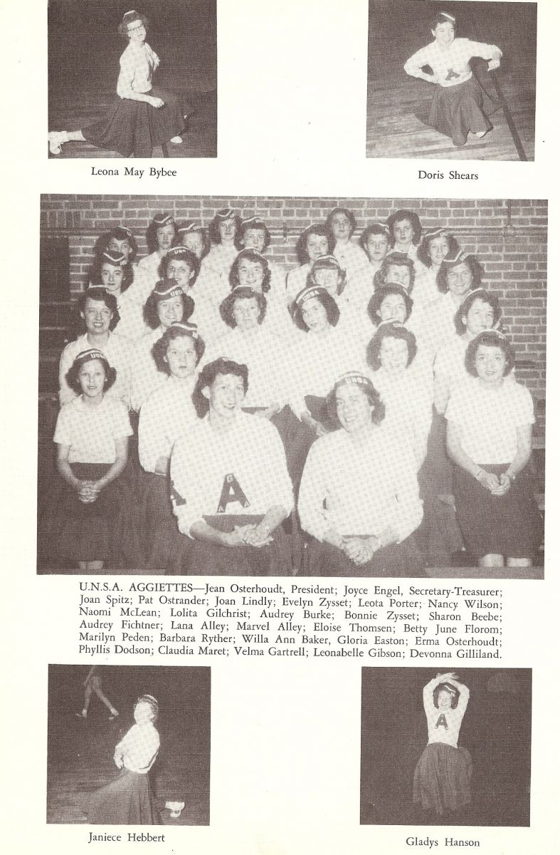 1951 Leona May Bybee, Doris Shears, Jean Osterhoudt, Joyce Engel, Joan Spitz, Pat Ostrander, Joan Lindly, Evelyn Zysset, Leota Porter, Nancy Wilson, Naomi McLean, Lolita Gilchrist, Audrey Burke, Bonnie Zysset, Sharon Beebe, Audrey Fichtner, Lana alley, Marvel Alley, Clara Eloise Thomsen, Betty June Florom, Marilyn Peden, Barbara Ryther, Willa Ann Baker, Gloria Easton, Phyllis Dodson, Claudia Maret, Velma Gartrell, Leonabelle Gibson, Erma Osterhuodt, Devonna Gilliland, Janiece Hebbert, Gladys Hanson,