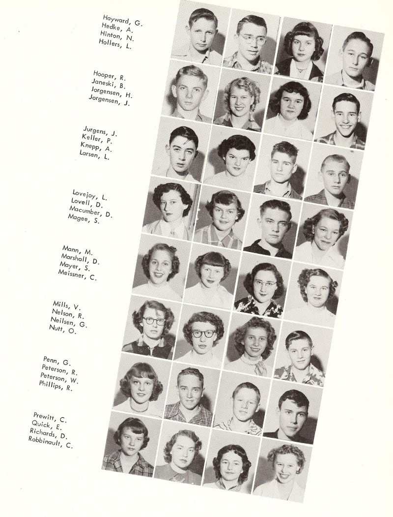1952 Hayward, Hedke, Hinton, Hollers, Hooper, Janeski, Jorgensen, Jurgens, Keller, Knepp, Larson, Lovejoy, Lovell, Macumber, Magee, Marshall, Mayer, Meissner, Mills, Nelson, Neilsen, Nutt, Penn. Peterson, Peterson, Phillips, Prewitt, Quick, Richards, Robbenault, 
