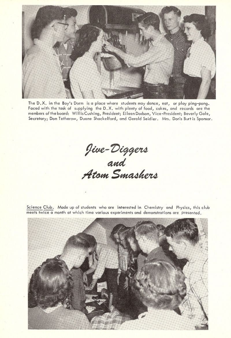 1952 Willis Cushing, Eileen Dodson, Beverly Gale, Don Tetherow, Duane Shackelford, Gerald Seidler, Doris Burt. Mom Burt.