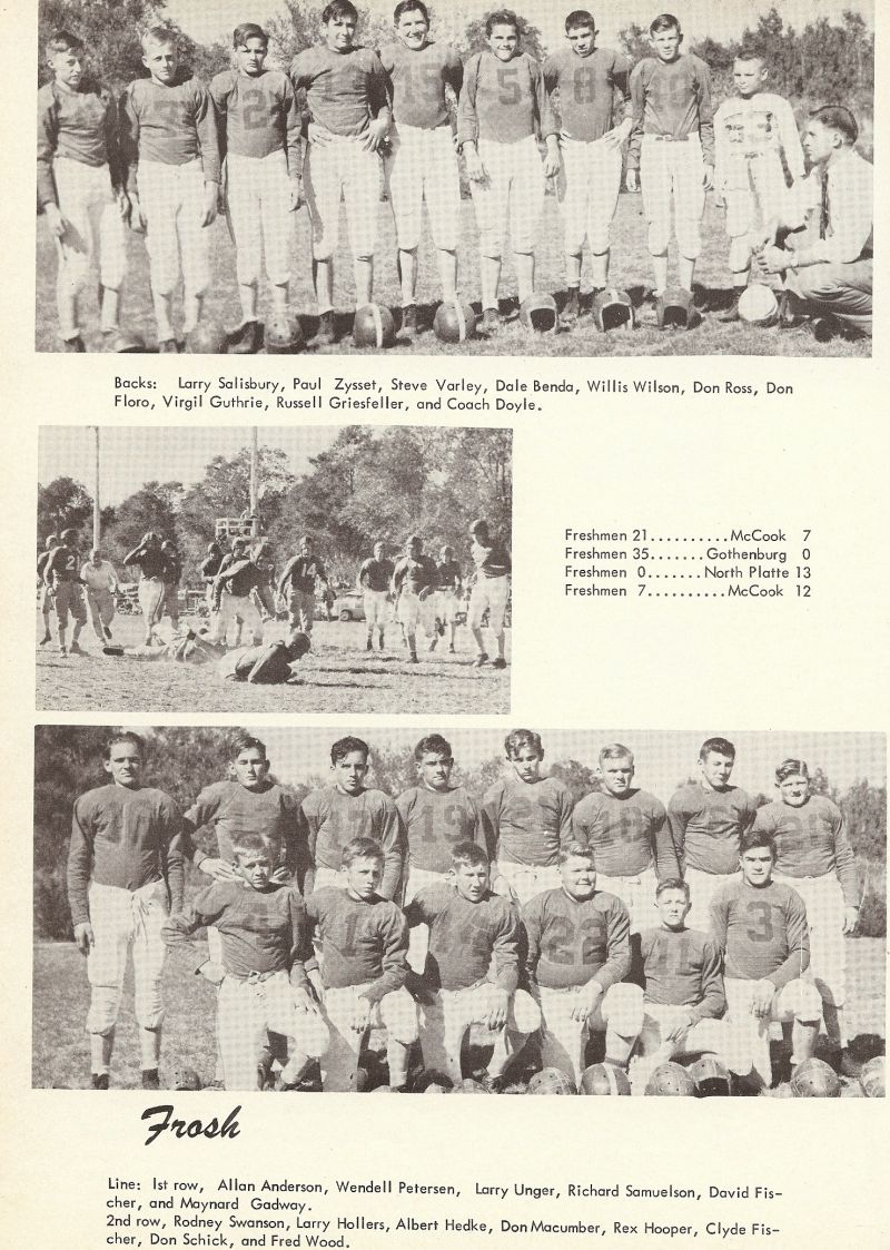 1952 Larry Salisbury, Paul Zysset, Steve Varley, Dale Benda, Willis Wilson, Don Ross, Don Floro, Virgil Guthrie, Russell Griesfeller, Doyle. Allan Anderson, Wendell Petersen, Larry Unger, Richard Samuelson, David Fischer, Maynard Gadway, Rodney Swanson, Larry Hollers, Albert Hedke, Don Macumber, Rex Hooper, Clyde Fischer, Don Schick, Fred Wood,