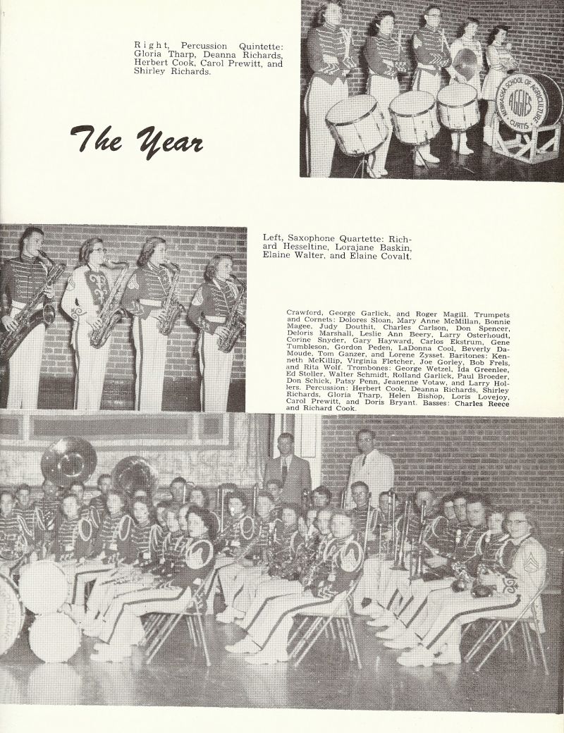 1953 Gloria Tharp, Deanna Richards, Herbert Cook, Carol Prewitt, Shirley Richards, Richard Hesseltine, Lorajane Baskin, Elaine Walter, Elaine Covalt, George Garlick, Roger Magill, Dolores Sloan, Mary Anne McMillan, Bonnie Magee, Judy Douthit, Charles Carlson, Don Spencer, Deloris Marshall, Leslie Ann Beery, Larry Osterhoudt, Corine Snyder, Gary Hayward, Carlos Ekstrum, Gene Tumbleson, Gordon Peden, LaDonna Cool, Beverly DaMoude, Tom Ganzer, Lorene Zysset, Kenneth McKillip, Virginia Fletcher, Joe Gorley, Bob Frels, Rita Wolf, George Wetzel, Ida Greenlee, Ed Stoller, Walter Schmidt, Rolland Garlick, Paul Broeder, Don Schick, Patsy Penn, Jeanenne Votaw, Larry Hollers, Herbert Cook, Deanna Richards, Shirley Richards, Gloria Tharp, Helen Bishop, Loris Lovejoy, Carol Prewitt, Doris Bryant, Charles Reece, Richard Cook,